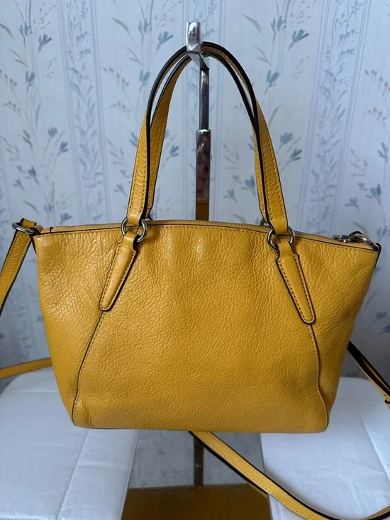 Coach Yellow Pebbled Leather Satchel - Picture 2 of 15